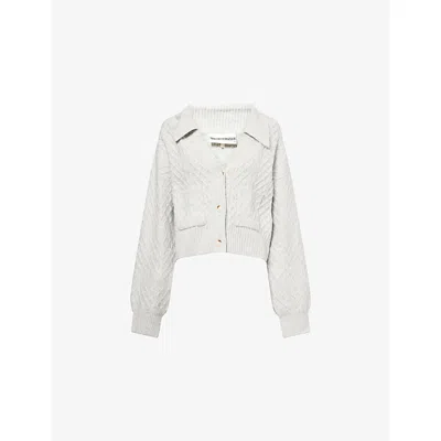 The Couture Club Womens Grey Marl Cable Knit Cardigan In Gray
