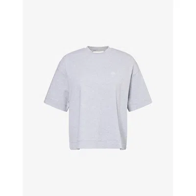 The Couture Club Womens Greymarl Emblem Round-neck Stretch-cotton T-shirt In Gray