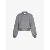 The Couture Club Womens Padded-shoulder Ribbed Wool-blend Bomber Jacket Khaki In Khaki