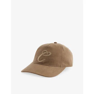 The Couture Club Womens Khaki Script Logo Cotton Cap In Brown