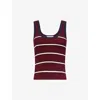The Couture Club Womens Stripe-print Ribbed-knit Cotton Vest Top Navy