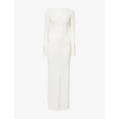 The Couture Club Womens Offwhite Crochet Two Way Cotton Maxi Dress In White