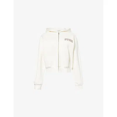 The Couture Club Womens Offwhite Ctre Logo-embroidered Cotton Hoody&nbsp; In White