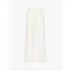 The Couture Club Womens  Fluffy Emblem Brand-embroidery Straight-leg Mid-rise Knitted Jogging Bottoms In Offwhite