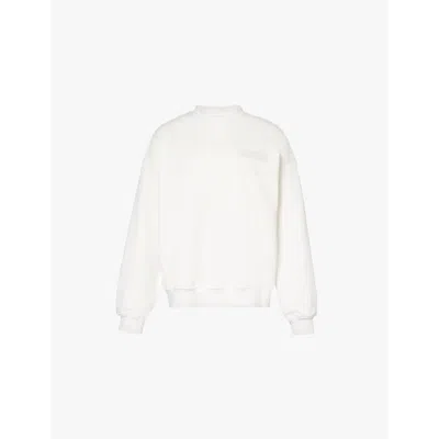 The Couture Club Womens Offwhite Late Checkout Brand-print Cotton-jersey Sweatshirt