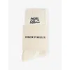 The Couture Club Womens Offwhite Padel & Palomas Stretch Cotton-blend Socks In White