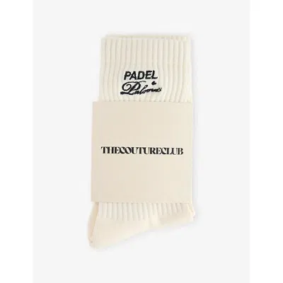 The Couture Club Womens Offwhite Padel & Palomas Stretch Cotton-blend Socks In White