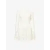 The Couture Club Womens Offwhite Scallop Cotton-blend Knitted Mini Dress