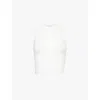The Couture Club Womens Offwhite Soft Touch Emblem Racer High-neck Stretch-cotton Top