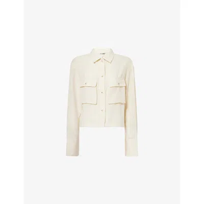The Couture Club Womens Patch-pocket Linen Shirt Offwhite