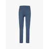 The Couture Club Womens Sculpting Emblem Embossed-branding Tapered-leg High-rise Stretch-woven Leggings Petrolblue In Petrolblue