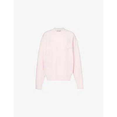 The Couture Club Womens  Fluffy-emblem Round-neck Jumper In Pink