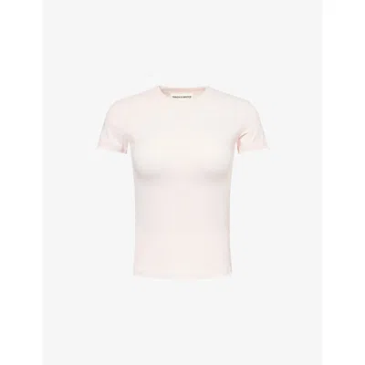 The Couture Club Womens Pink Sculpt Emblem Baby Tee Jersey Top In Neutral