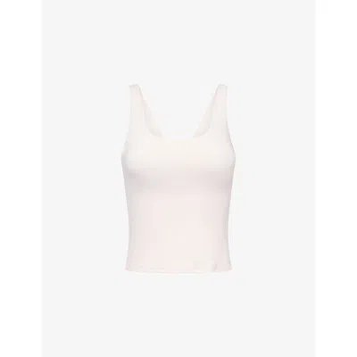 The Couture Club Womens Pink Sculpt Scoop-neck Jersey Top In White