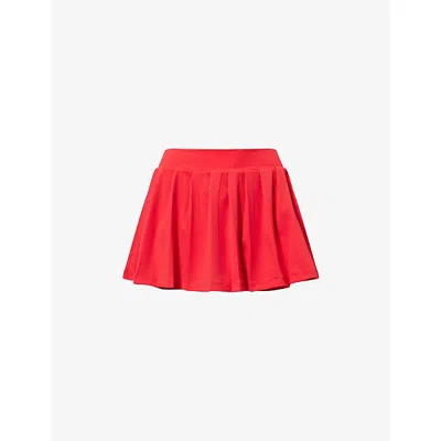 The Couture Club Womens Red Sculpting Pleated Stretch-woven Mini Skort