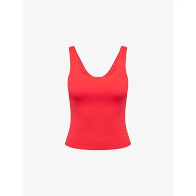 The Couture Club Womens Red Sculpting Scoop-neck Stretch-woven Top