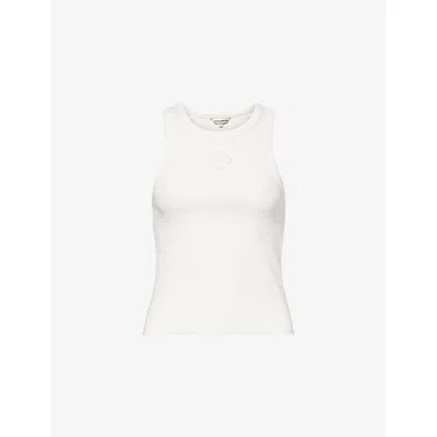 The Couture Club Womens Scoop-neck Ribbed Cotton Vest Top Offwhite