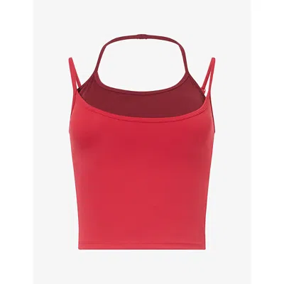 The Couture Club Womens Sculpting Double-layer Jersey Sports Bra Cherry In Red