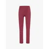 The Couture Club Womens Sculpting Emblem Embossed-branding Tapered-leg High-rise Stretch-woven Leggings In Red