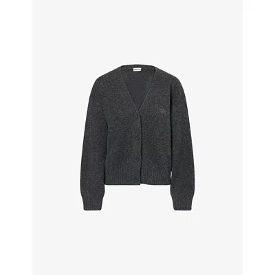 The Couture Club Womens Charcoal Emblem V-neck Knitted Cardigan Xs