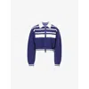 The Couture Club Womens Navy Contrast Striped Knitted Cardigan In Blue