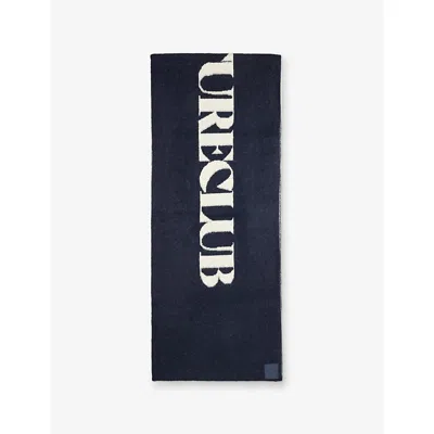 The Couture Club Womens Navy Copyright Brand-print Knitted Scarf In Blue