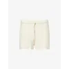 The Couture Club Womens Beige Emblem-appliqué Ribbed Knit Shorts