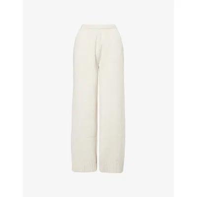 The Couture Club Womens Oat Emblem Embroidered Knitted Jogging Bottoms In Neutral