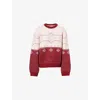 The Couture Club Womens Burgundy Emblem Fair Isle Relaxed-fit Knitted Jumper Xs In Multi
