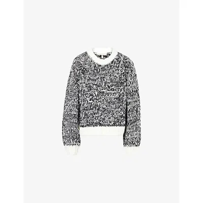 The Couture Club Womens Black Emblem Oversized Knitted Jumper