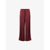 The Couture Club Womens Burgundy Emblem Straight-leg Mid-rise Satin Trousers
