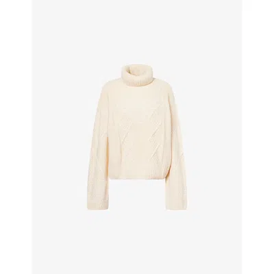 The Couture Club Womens  Embossed-emblem Roll-neck Knitted Jumper In White