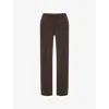 The Couture Club Womens Brown Fluffy Emblem Brand-embroidery Straight-leg Mid-rise Knitted Jogging Bottoms