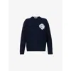 The Couture Club Womens Fluffy-emblem Round-neck Jumper Navy