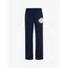 The Couture Club Womens Navy Fluffy-emblem Straight-leg Knitted Jogging Bottoms