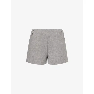 The Couture Club Womens Grey Herringbone High-rise Woven Shorts In Gray