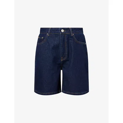 The Couture Club Womens Indigowash High-waisted Cotton Denim Shorts In Blue