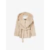 The Couture Club Womens Beige Hooded Peak-lapel Faux-fur Coat Xs In Neutral