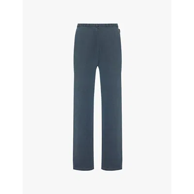 The Couture Club Womens Blue Laundered Classics Cotton-jersey Jogging Bottoms