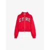 The Couture Club Womens Logo Text-embroidered Relaxed-fit Cotton-jersey Hoody In Red