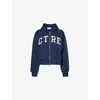 The Couture Club Womens Navy Logo Text-embroidered Relaxed-fit Cotton-jersey Hoody