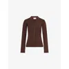 The Couture Club Womens Chocolate Long-sleeve Ribbed Knit Top In Brown