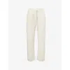 The Couture Club Womens Beige Monogram Emblem Straight-leg Knitted Jogging Bottoms In Neutral