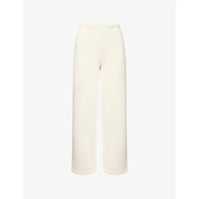 The Couture Club Womens Buttermilk Raised Emblem Wide-leg Cotton-jersey Jogging Bottoms In Neutral