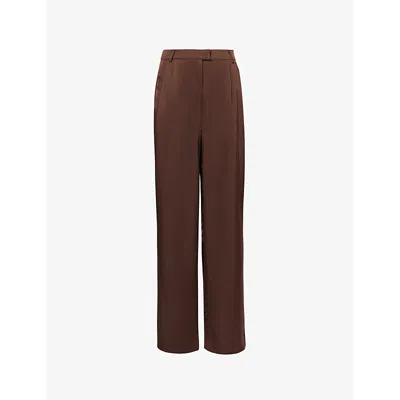 The Couture Club Womens Relaxed-fit Straight-leg Satin Trousers Brown