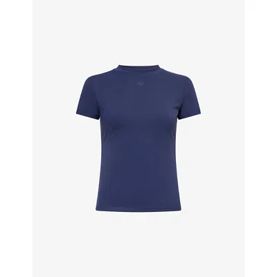 The Couture Club Womens Navy Sculpting Emblem Stretch-jersey T-shirt In Blue