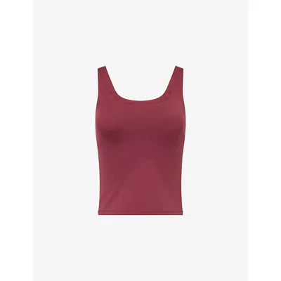 The Couture Club Womens Burgundy Sculpting Scoop-neck Stretch-woven Top
