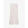 The Couture Club Womens Burgundy Stripe-print Straight-leg Mid-rise Cotton-blend Trousers