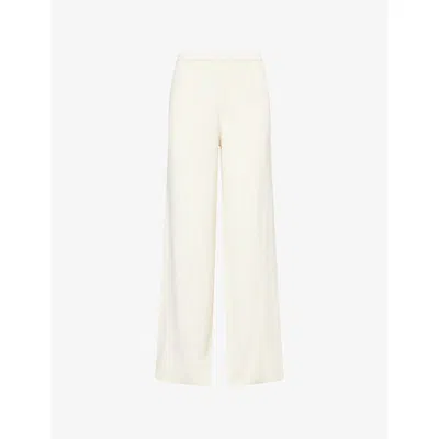 The Couture Club Womens White Logo-embroidered Straight-leg Stretch-knit Trousers