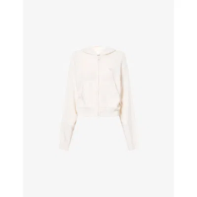 The Couture Club Womens  Logo-embroidered Zip-up Stretch-knit Hoody In White